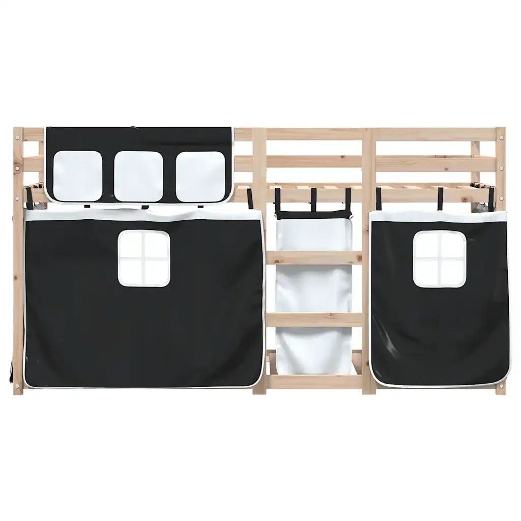 Letto a Castello senza Materasso Bianco e Nero 90x200cm in Pino - Image 3