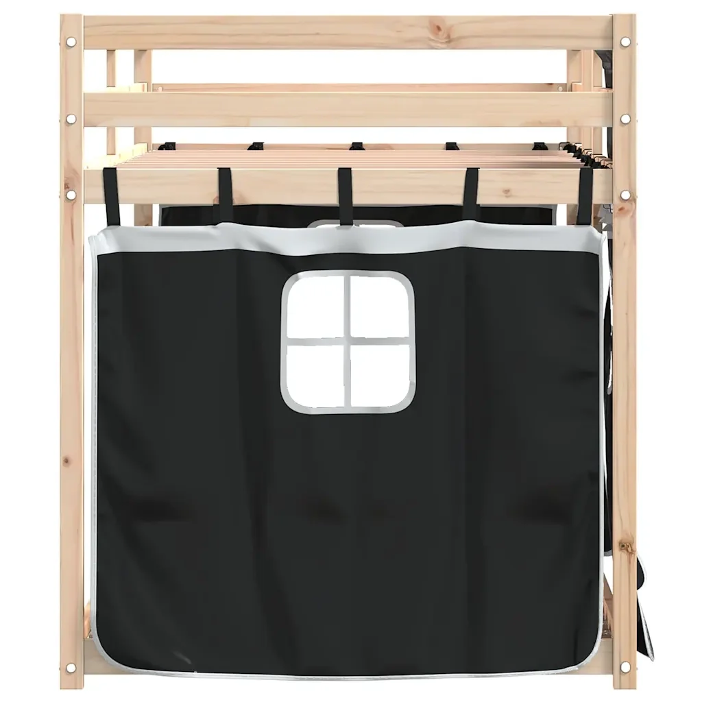 Letto a Castello senza Materasso Bianco e Nero 90x200cm in Pino - Image 4