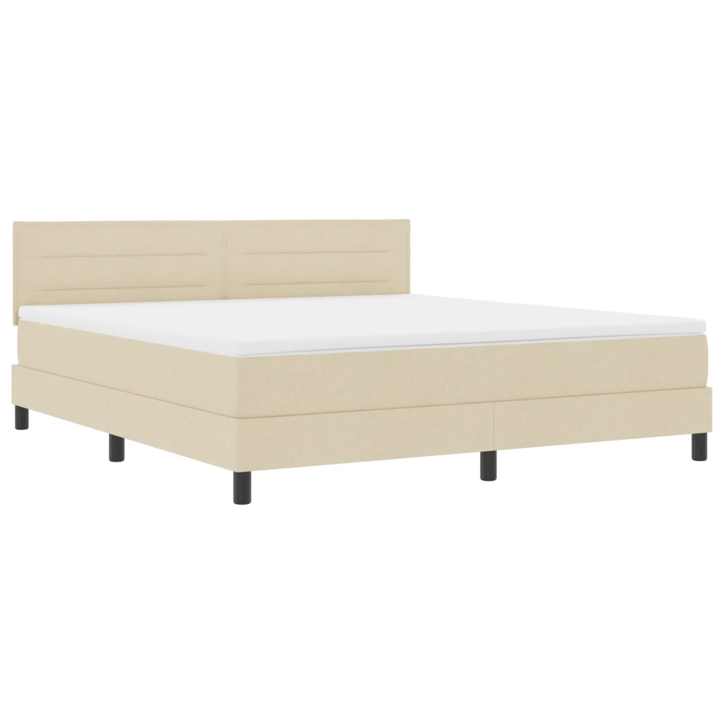 Letto a Contenitore con Materasso e LED Crema 180x200 cm Tessuto - Image 2