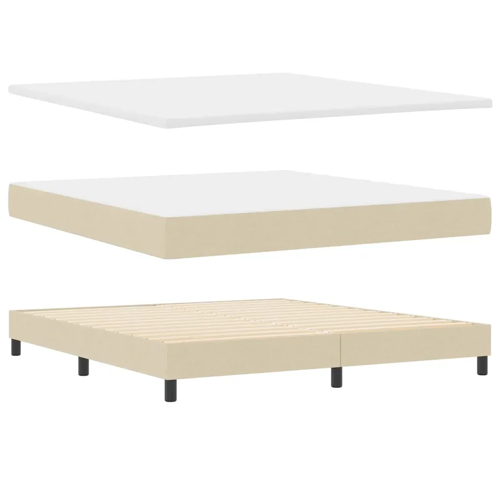 Letto a molle con materasso con led Crema 180 x 200 cm Tessuto 3342154 - Image 6