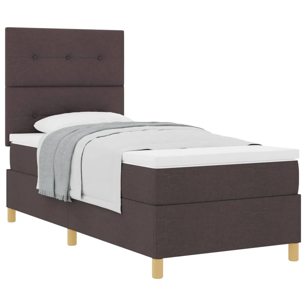 Letto a molle con testiera Marrone Scuro 90 x 200 cm Tessuto 3339591 - Image 2