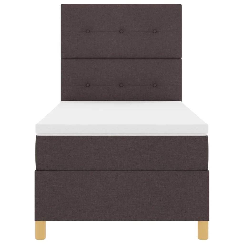 Letto a molle con testiera Marrone Scuro 90 x 200 cm Tessuto 3339591 - Image 7