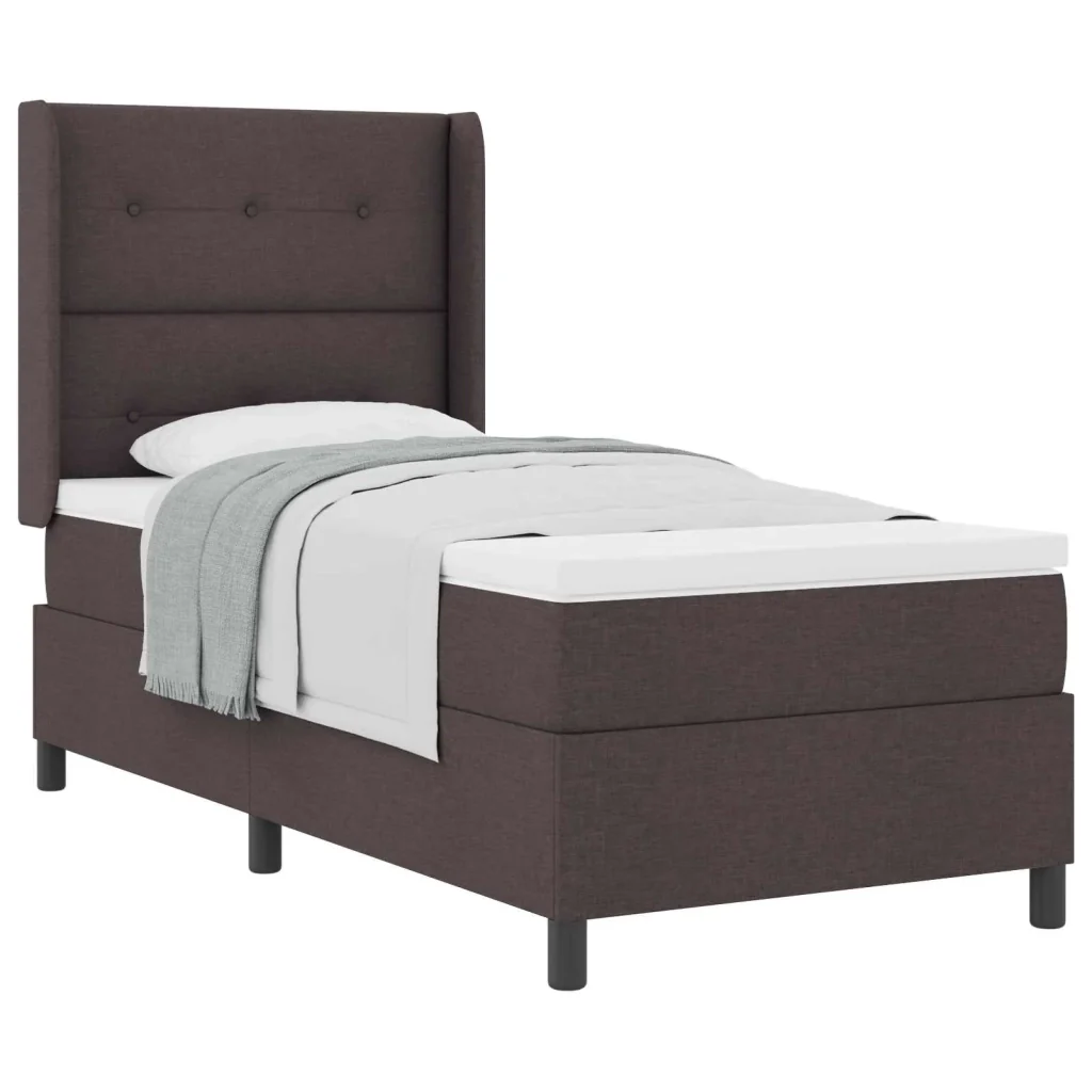 Letto a molle con cuscino Marrone Scuro 200 x 90 cm Tessuto 3341626 - Image 2