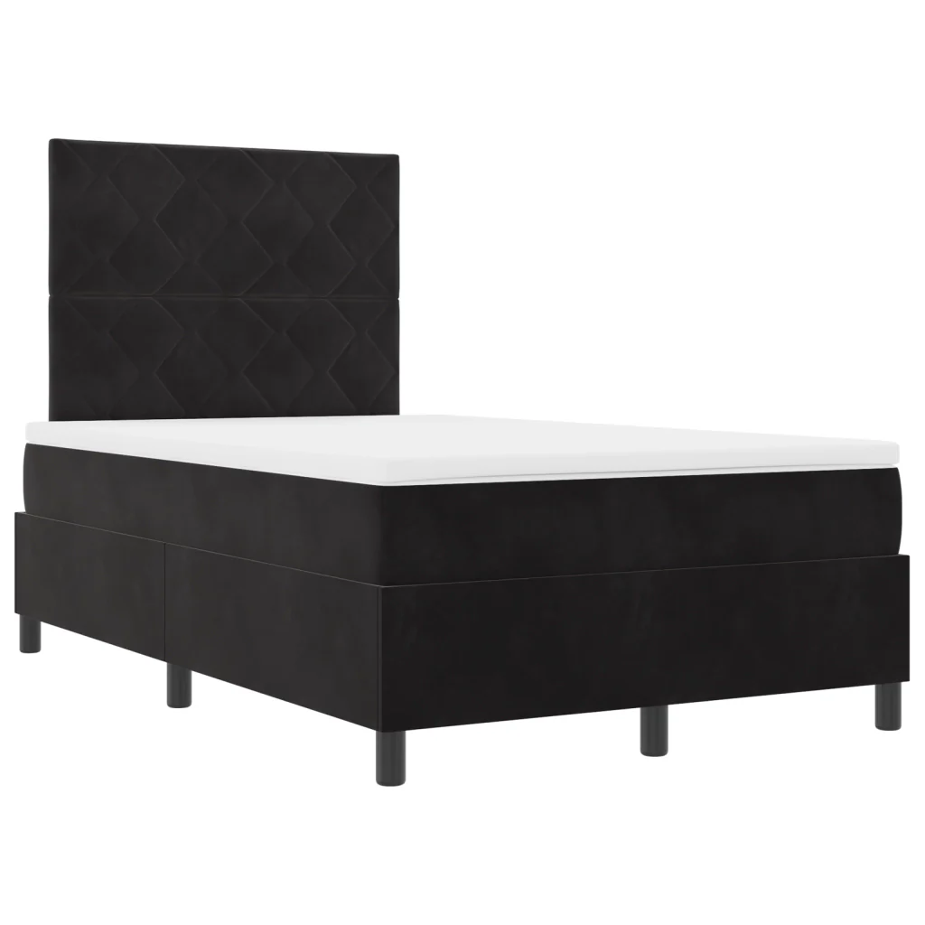 Letto a Molla con Materasso e LED Nero 120x190 cm Velluto - Image 2