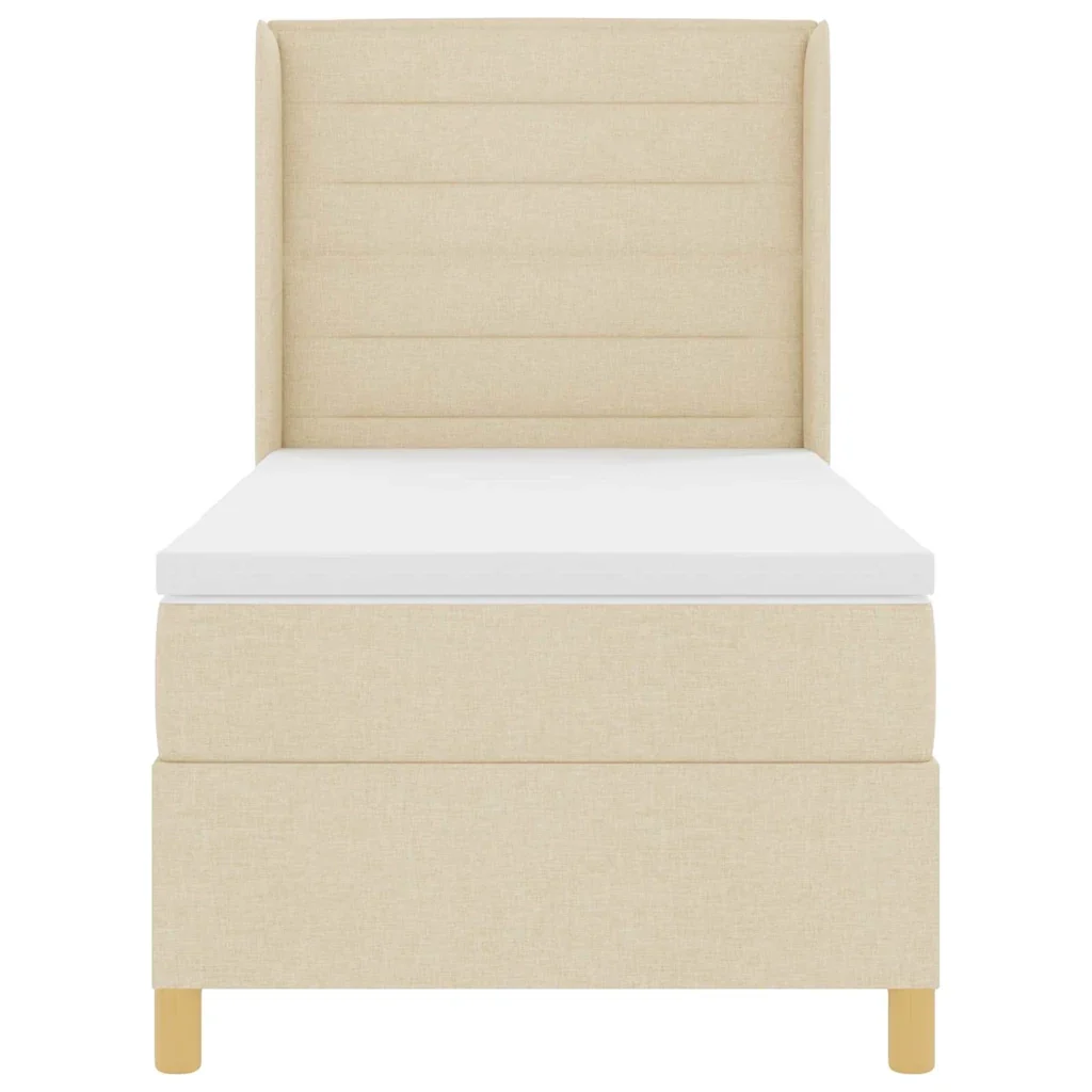 Letto a molle con materasso Crema 90 x 190 cm Tessuto 3341747 - Image 7