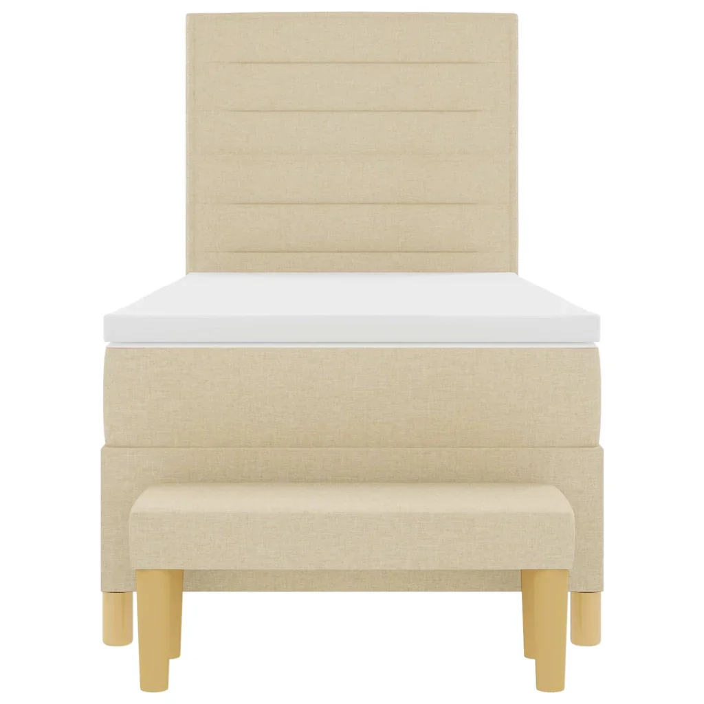Letto a molle con testiera Crema 200 x 90 cm Tessuto - Image 8