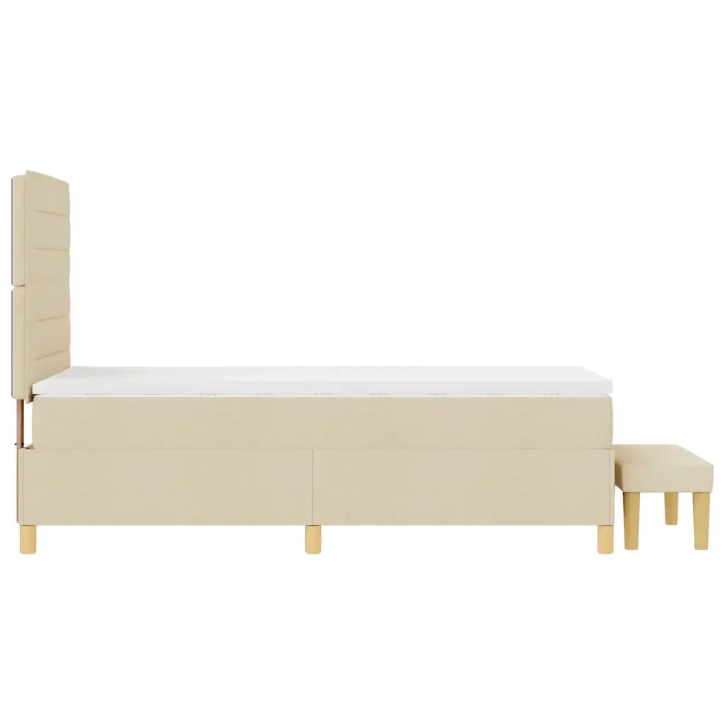 Letto a molle con testiera Crema 200 x 90 cm Tessuto - Image 9