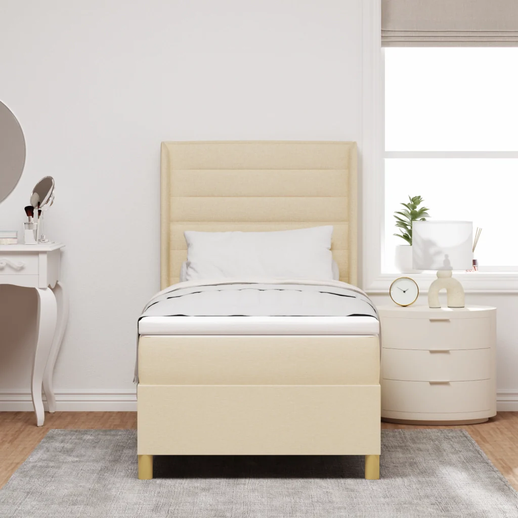 Letto a Molle  con Materasso Crema 90x190 cm Tessuto - Image 5