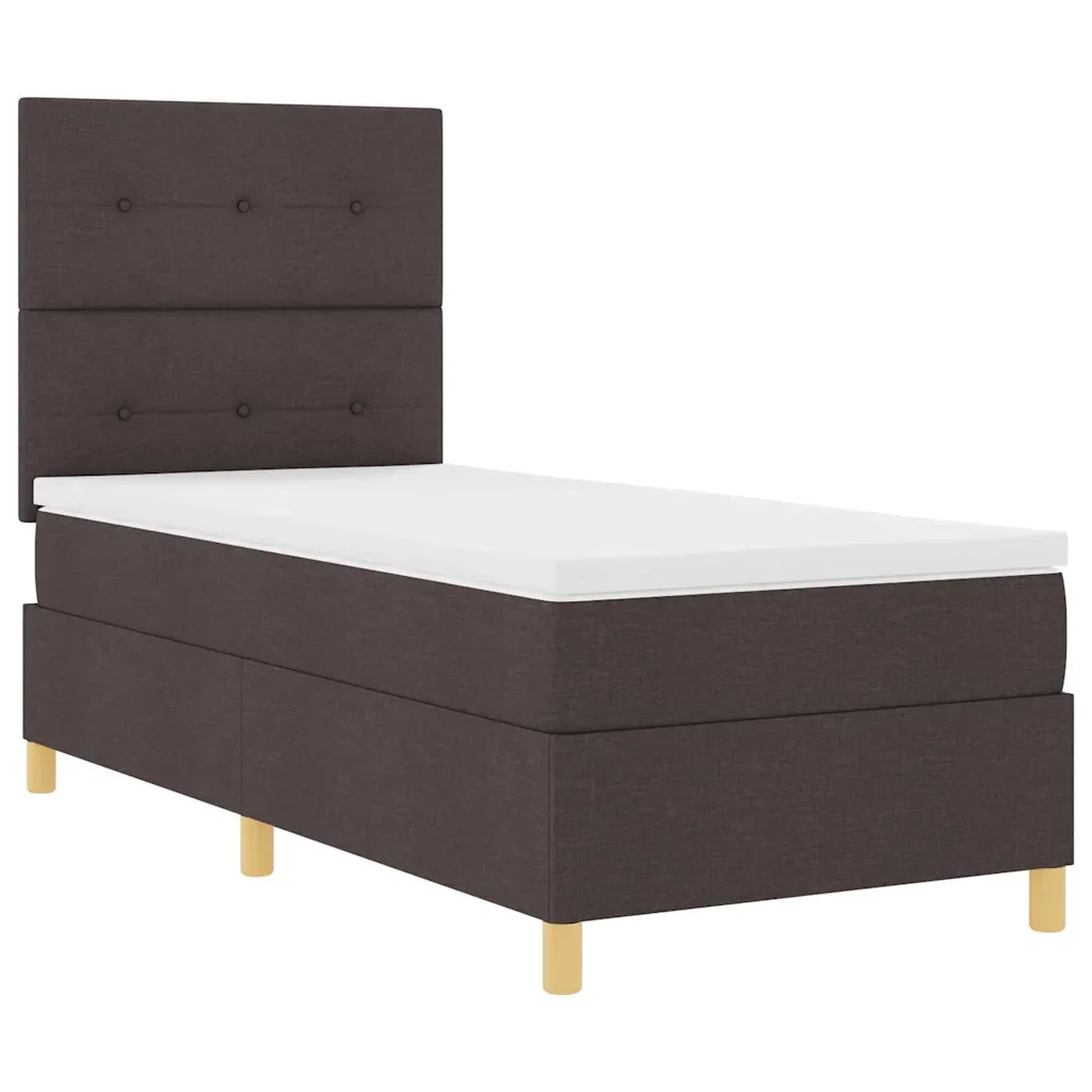 Letto a Sorgente LED Marrone Scuro 90 x 200 cm Tessuto 3343071 - Image 6