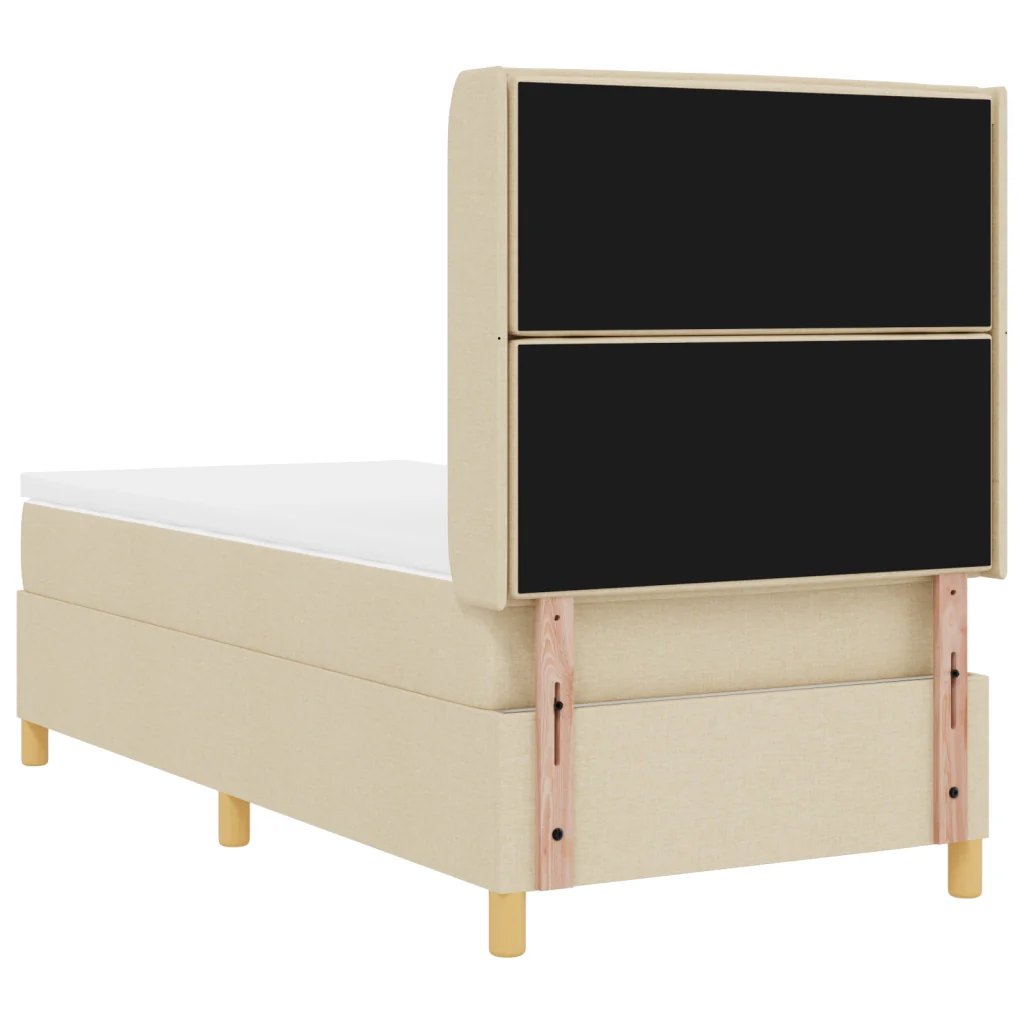 Letto a molle con materasso e LED panna 90x200 cm tessuto - Image 10