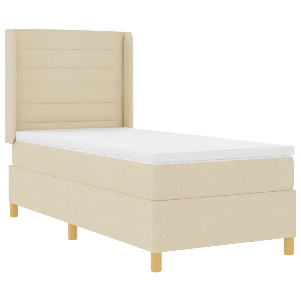 Letto a molle con strisce LED Crema 90 x 200 cm Tessuto 3343614 - Image 2