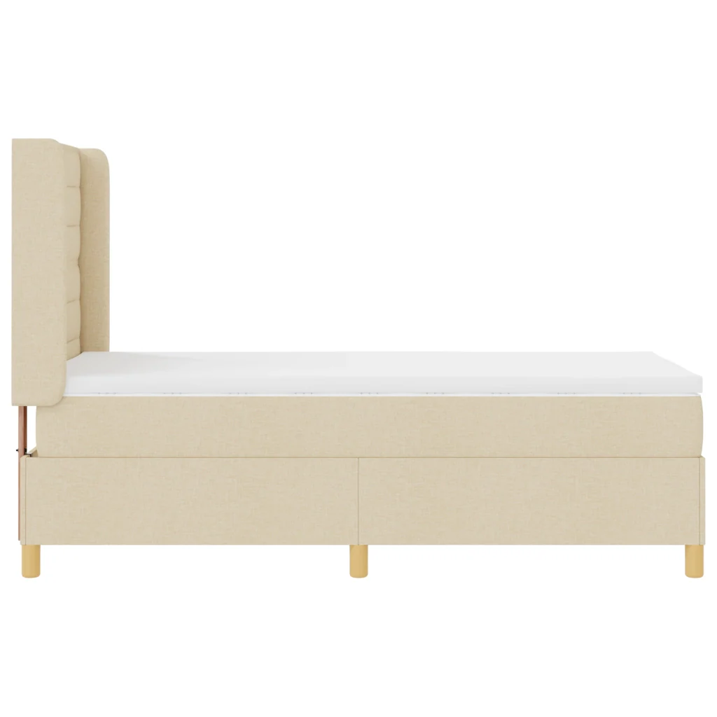Letto a molle con materasso e LED panna 90x200 cm tessuto - Image 9
