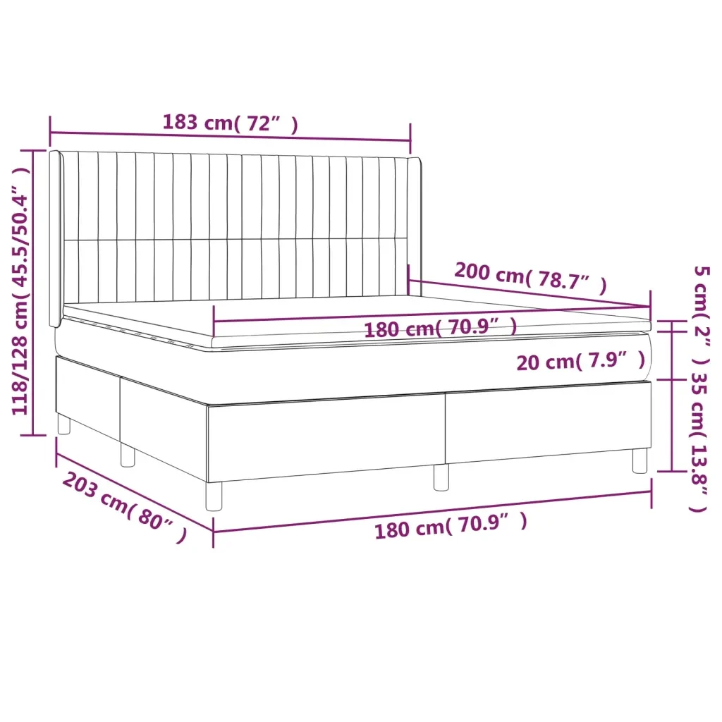 Letto a Molle con Materasso e LED Tortora 180x200 cm in Tessuto 3138497 - Image 8