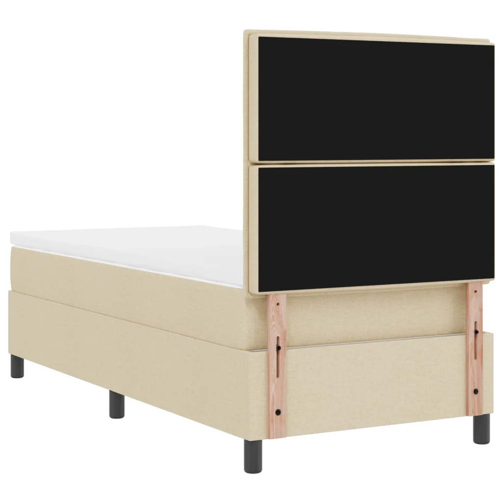 Letto a Molle con Materasso e Luce LED Crema 90x190 cm Tessuto - Image 10