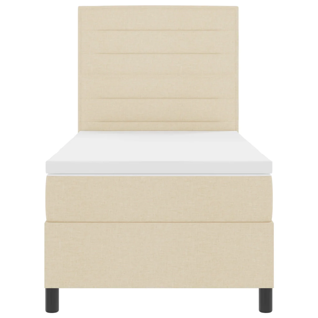 Letto a Molle con Materasso e Luce LED Crema 90x190 cm Tessuto - Image 8