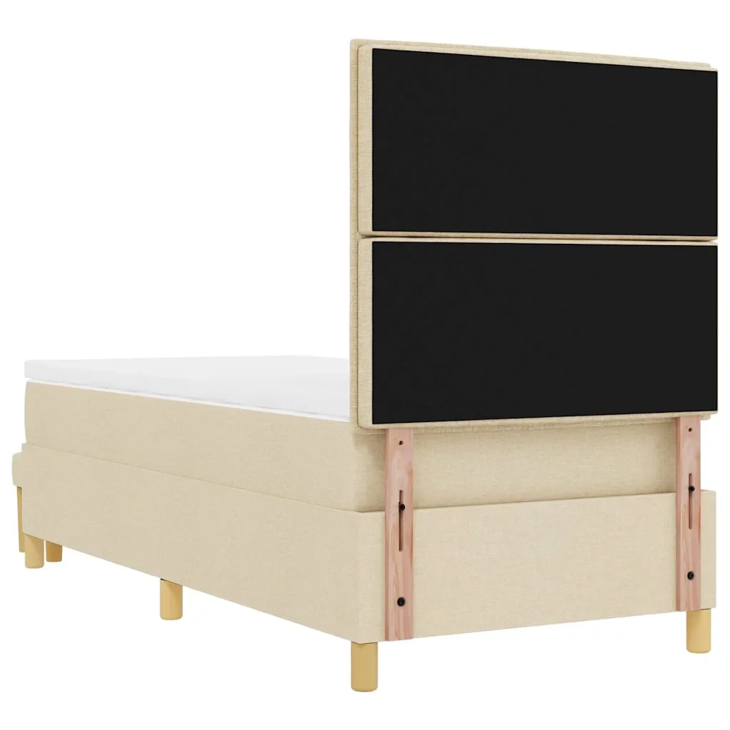 Letto a molle con testiera Crema 200 x 90 cm Tessuto 3344189 - Image 10