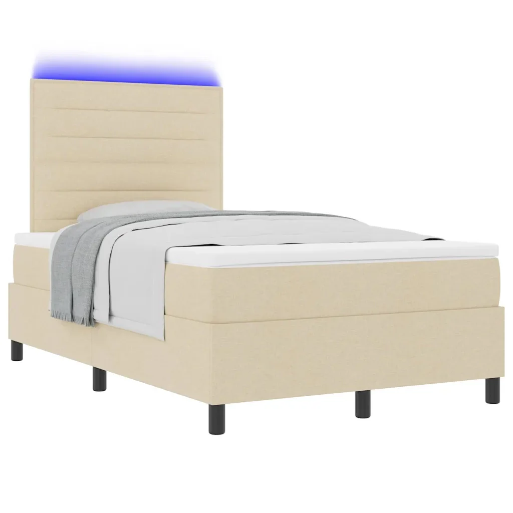 Letto a molle con materasso con led Crema 120 x 200 cm Tessuto 3342786 - Image 3