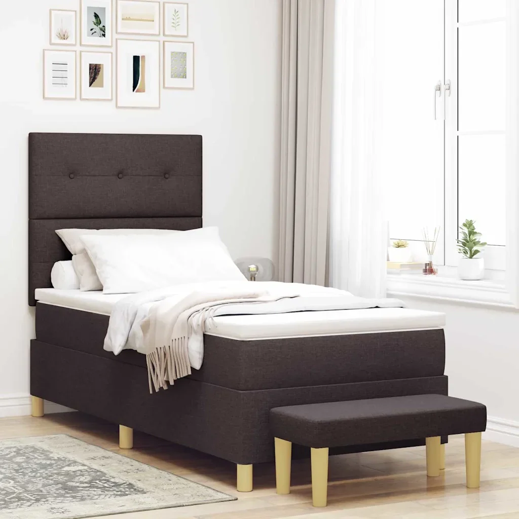 Letto a molle con testiera Marrone scuro 190 x 90 cm Tessuto 3344264