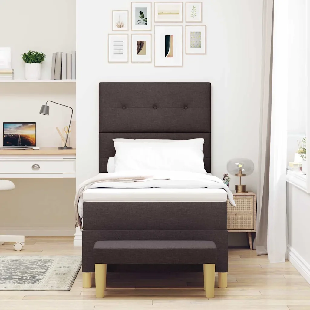 Letto a molle con testiera Marrone scuro 190 x 90 cm Tessuto 3344264 - Image 3