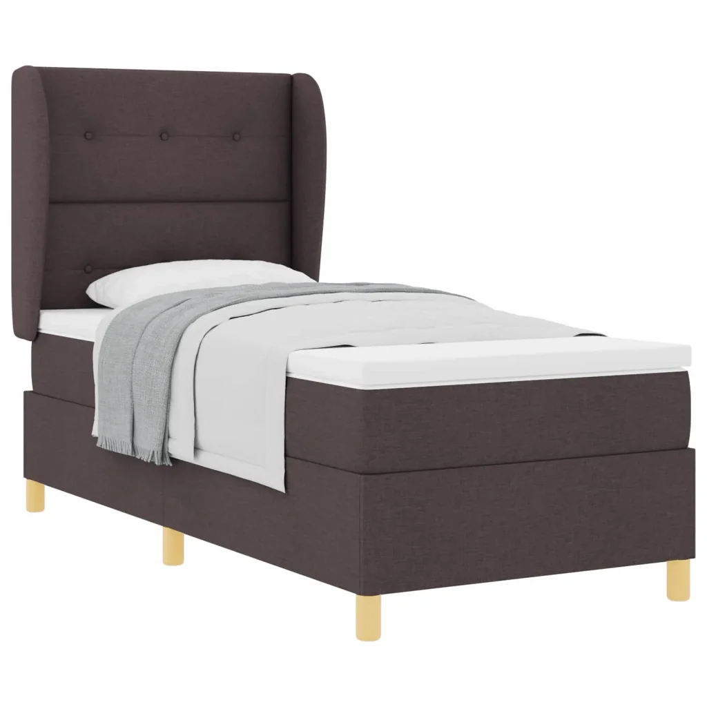 Letto a molle con testiera Marrone Scuro 200 x 90 cm Tessuto 3340735 - Image 2