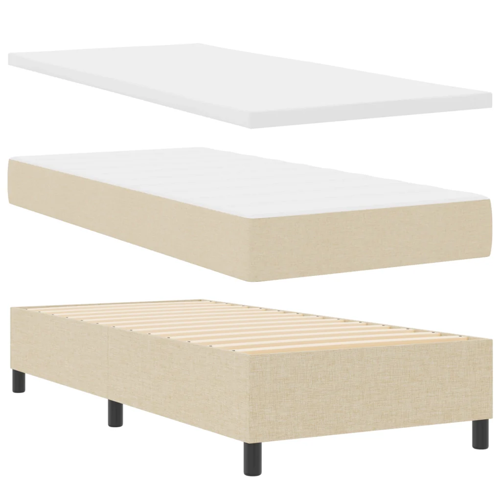 Letto a Molle con Materasso & Panchina Crema 90x190 cm in Tessuto - Image 2