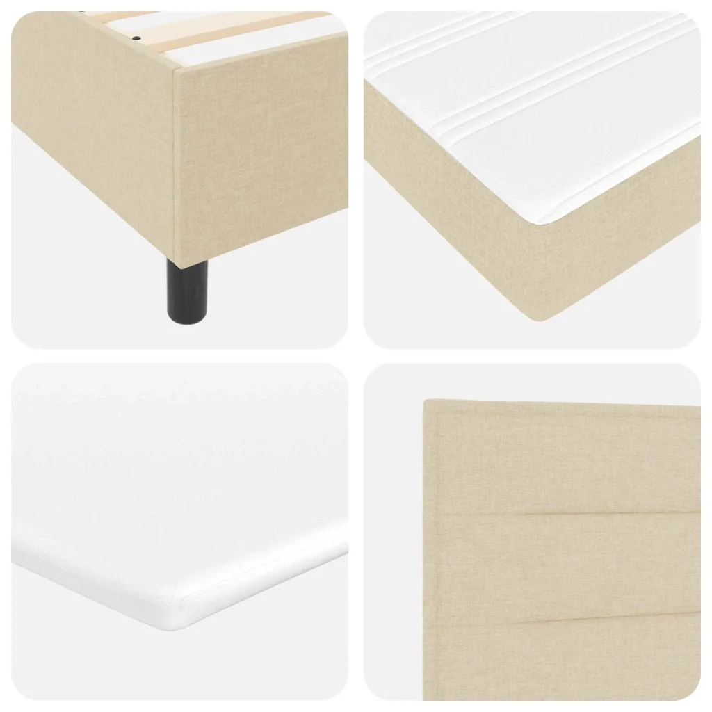 Letto a molle con testiera Crema 90 x 190 cm Tessuto 3343958 - Image 5