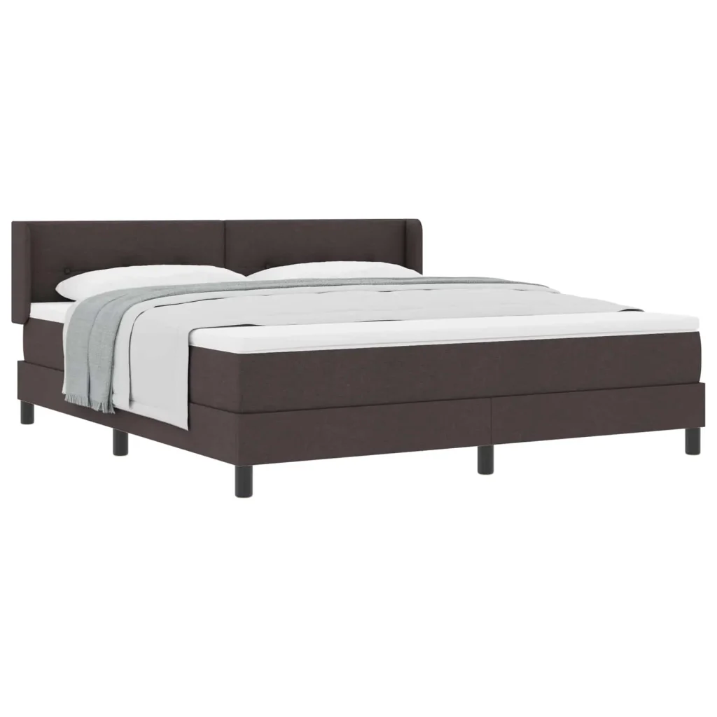 Letto a molle con testiera Marrone Scuro 200 x 180 cm Tessuto 3341121
