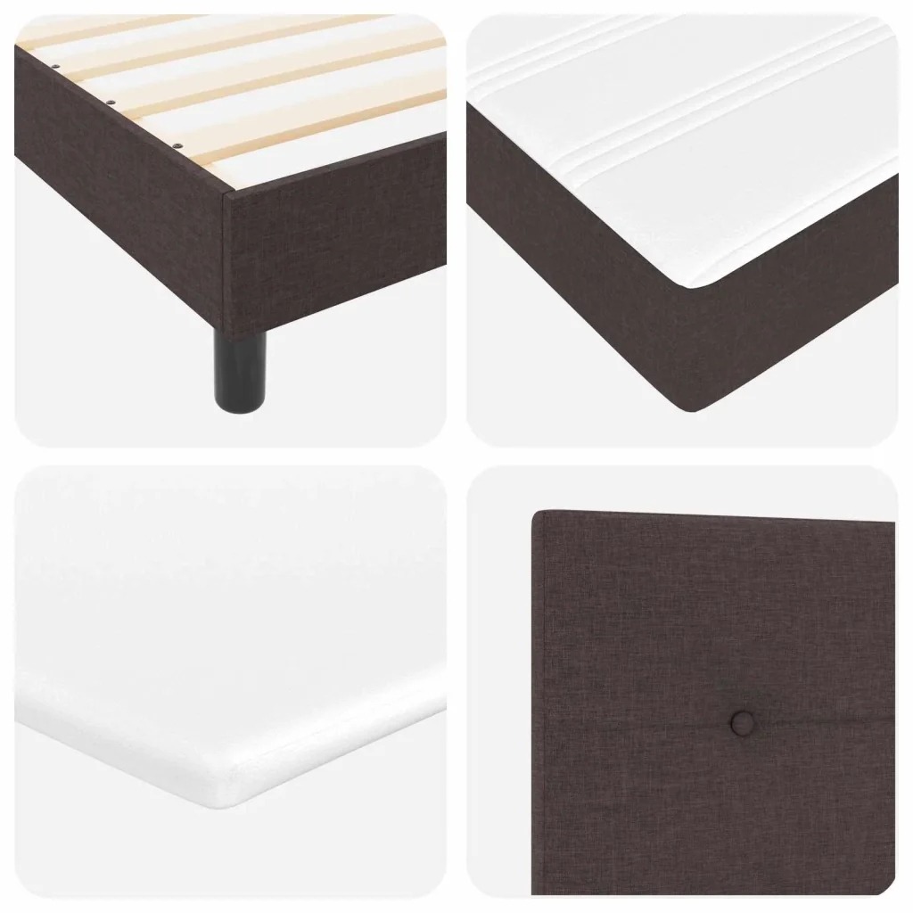 Letto a molle con testiera Marrone Scuro 200 x 180 cm Tessuto 3341121 - Image 5