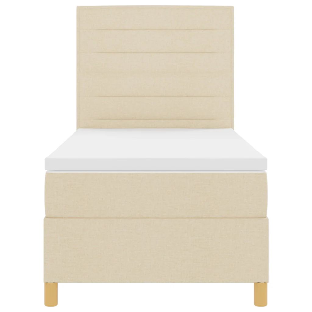 Letto a molle e materasso crema singolo in tessuto - Image 8