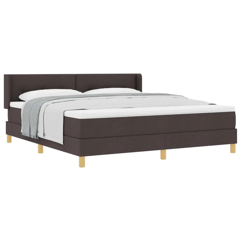 Letto a molle con testiera Marrone Scuro 200 x 180 cm Tessuto 3341310
