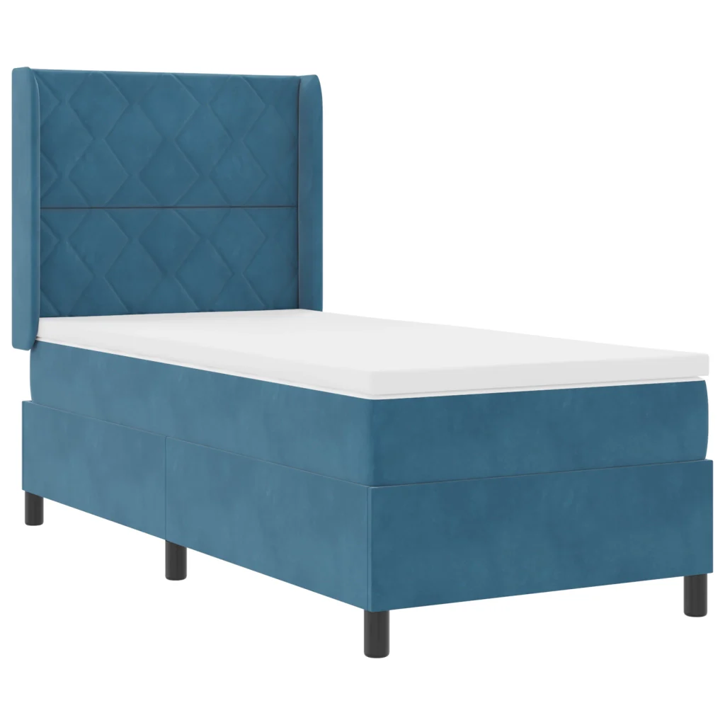 Letto a Molletta con Materasso Blu Scuro 90x190 cm Velluto - Image 2