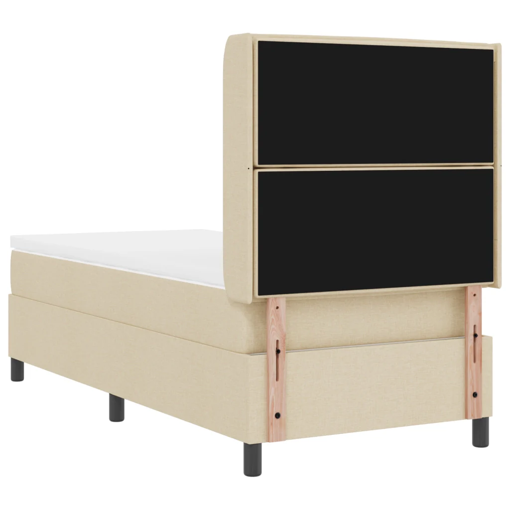 Letto a Rete Box Spring con Materasso e LED Crema 90x190 cm Tessuto - Image 10