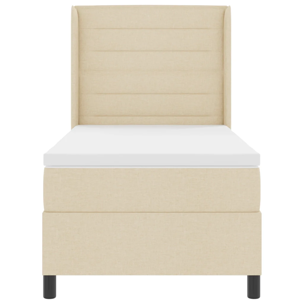 Letto a Rete Box Spring con Materasso e LED Crema 90x190 cm Tessuto - Image 8