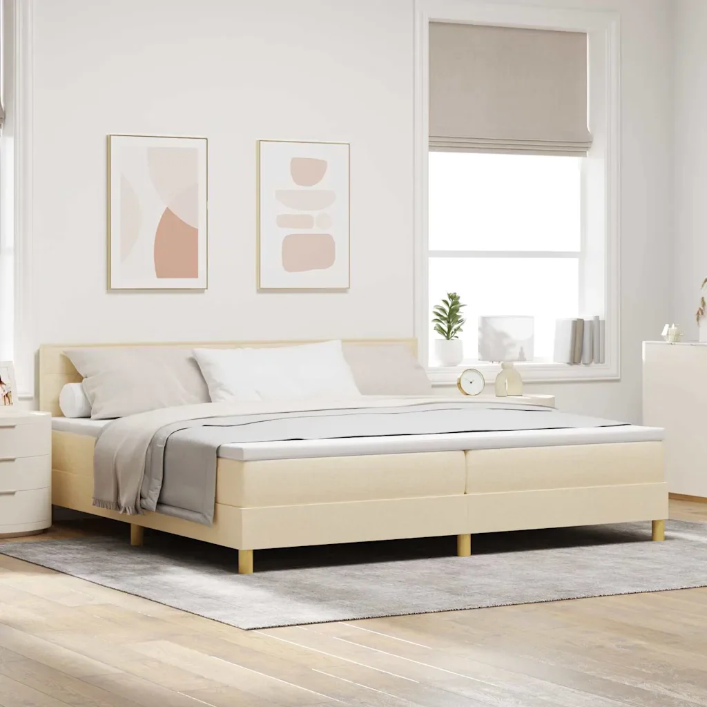 Letto a molle con cuscino Crema 200 x 200 cm Tessuto 3338872