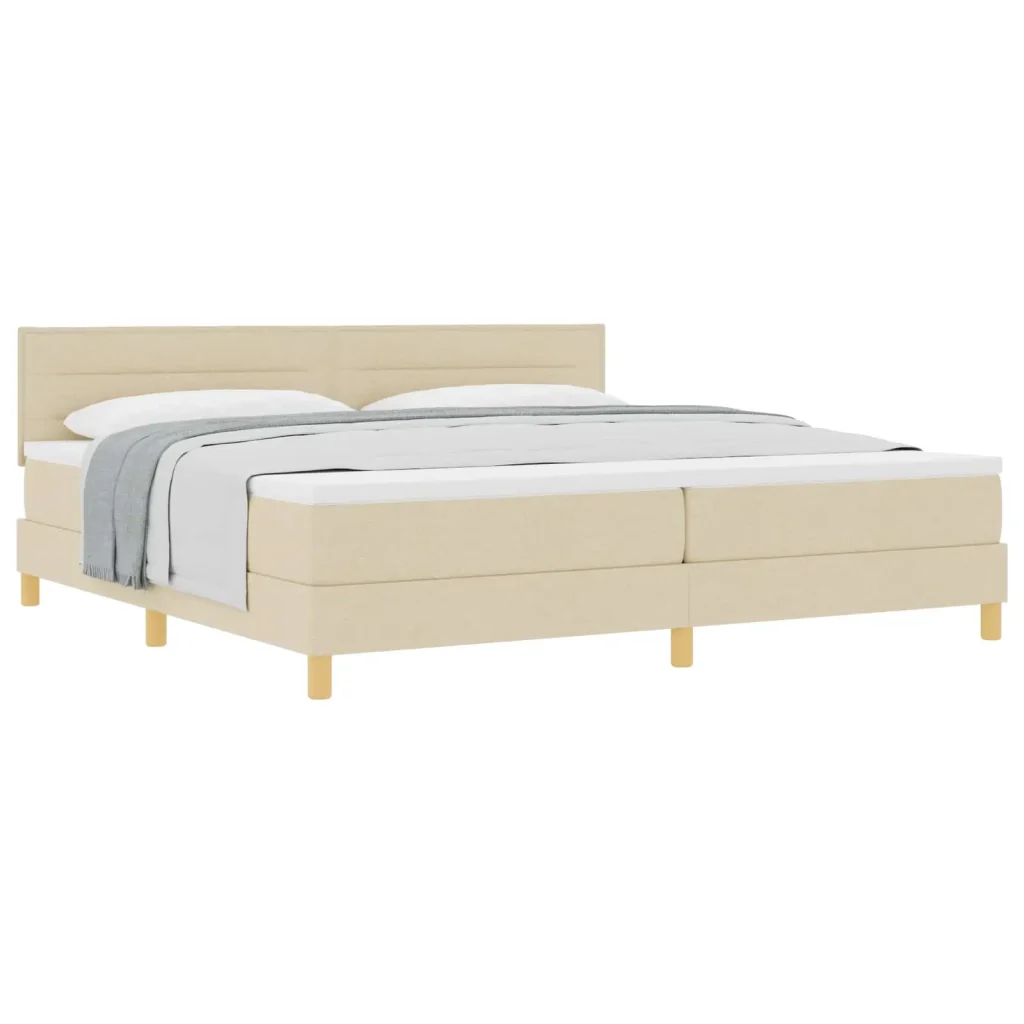 Letto a molle con cuscino Crema 200 x 200 cm Tessuto 3338872 - Image 2