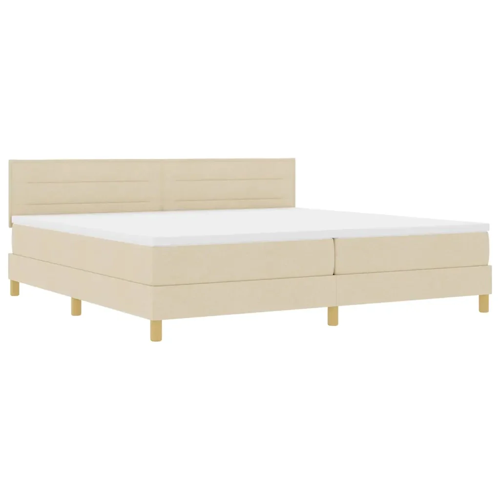 Letto a molle con cuscino Crema 200 x 200 cm Tessuto 3338872 - Image 4
