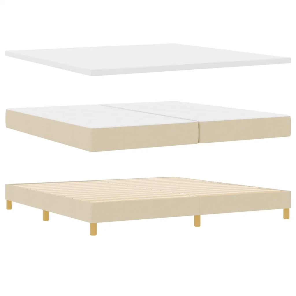 Letto a molle con cuscino Crema 200 x 200 cm Tessuto 3338872 - Image 5