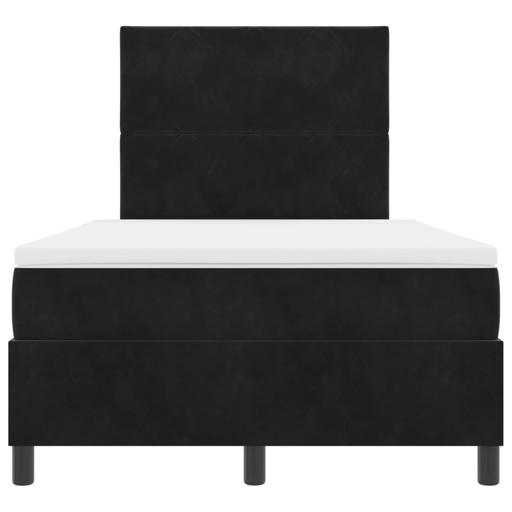 Letto a Rete con Materasso Nero Piccolo Matrimoniale Velluto - Image 8