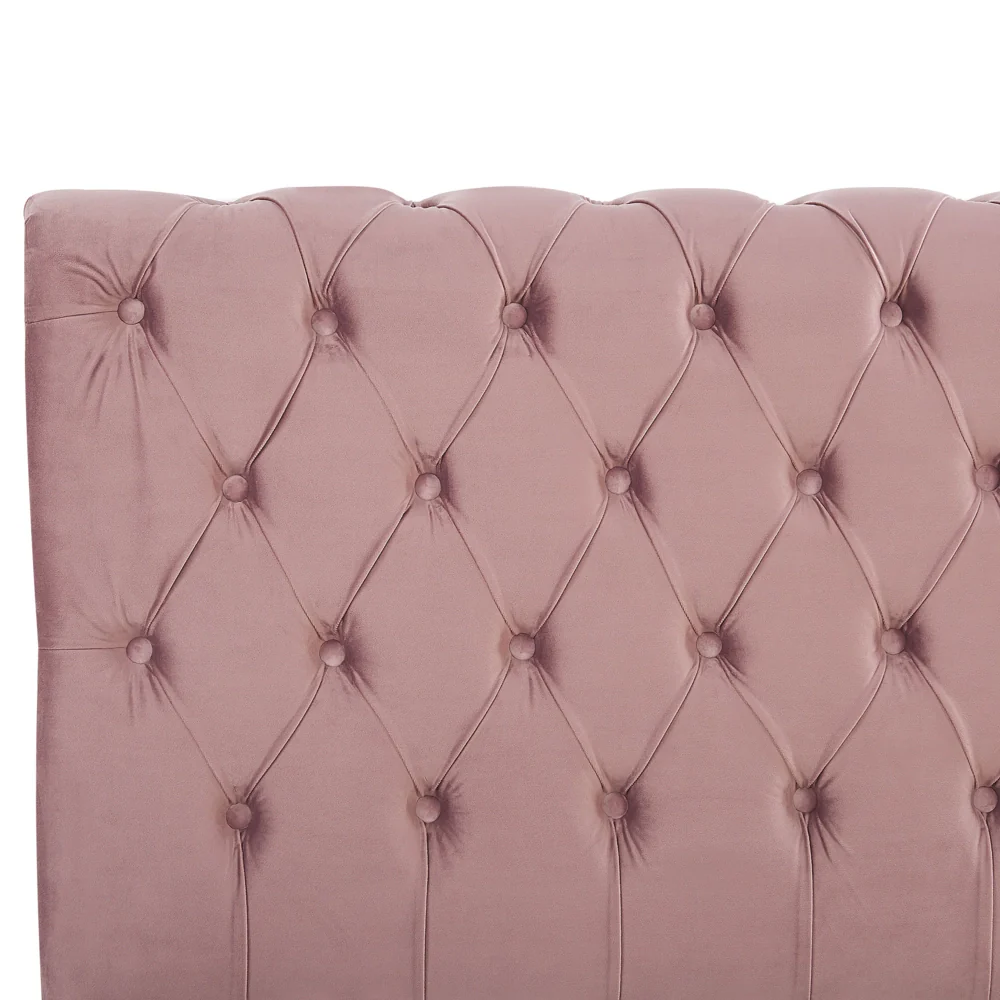 Letto ad acqua in velluto rosa 160 x 200 cm con testiera trapuntata stile glamour - Image 5