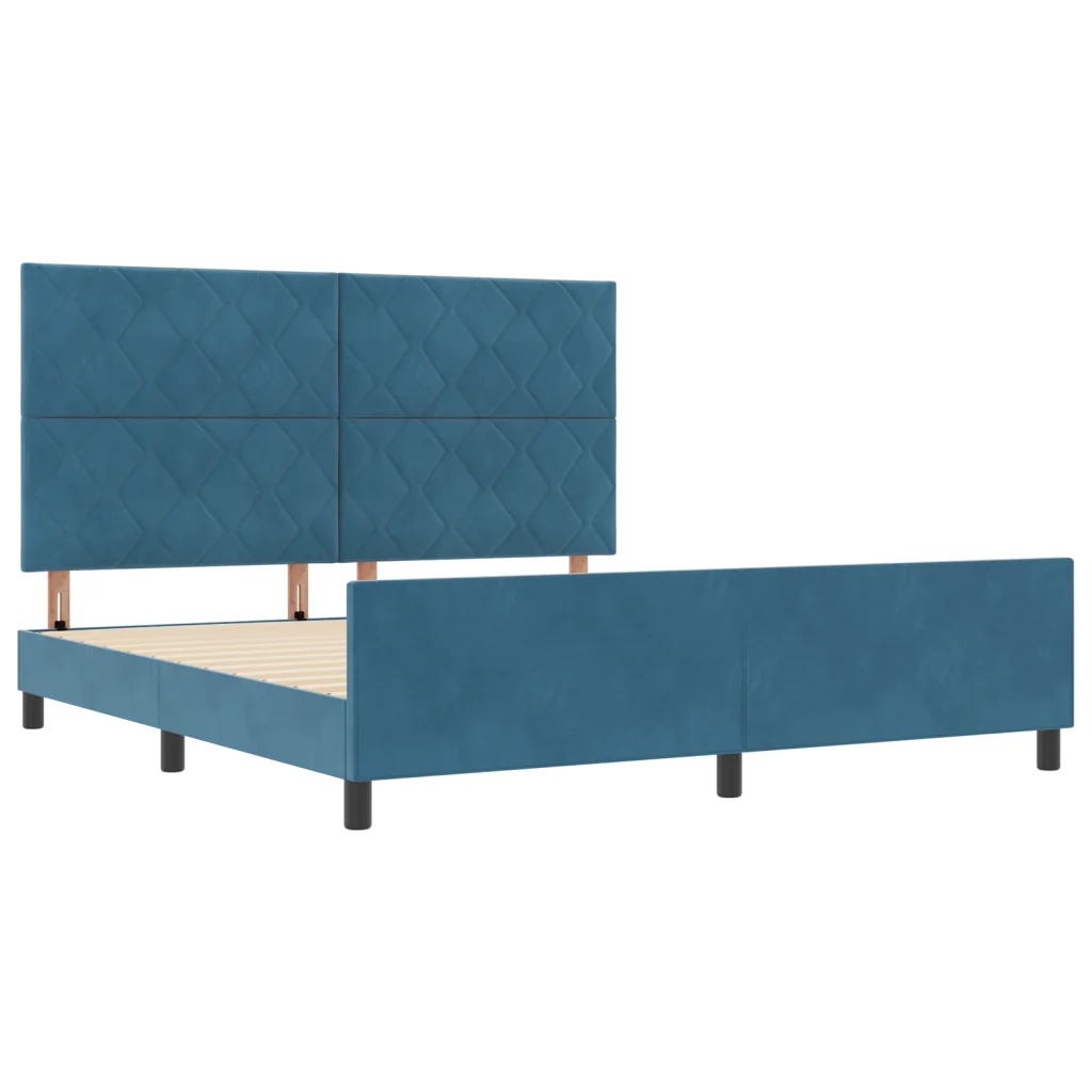 Letto Blu Scuro 180x200 cm Velluto - Image 6