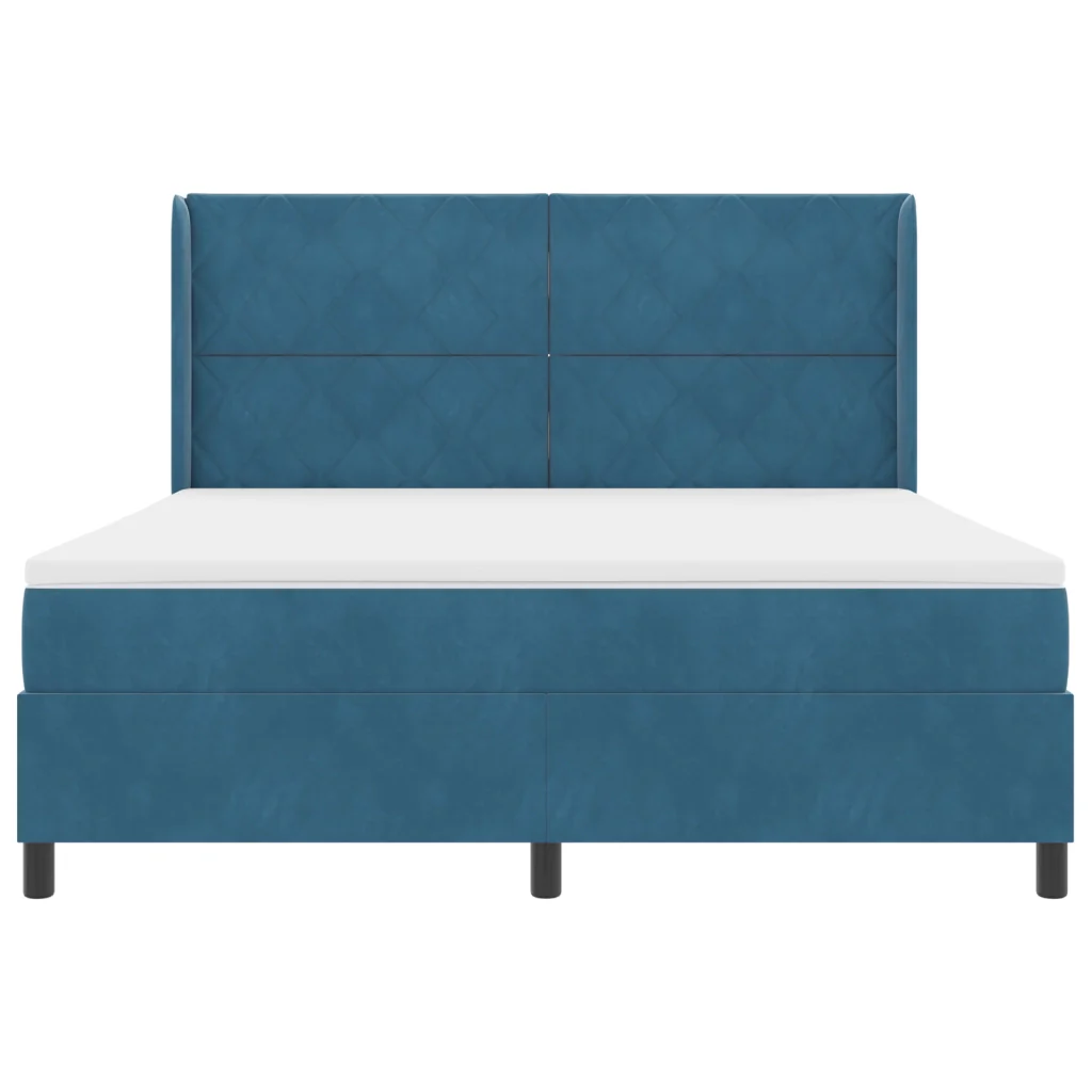 Letto Box Spring con Materasso Blu Scuro 180x200 cm in Velluto - Image 8