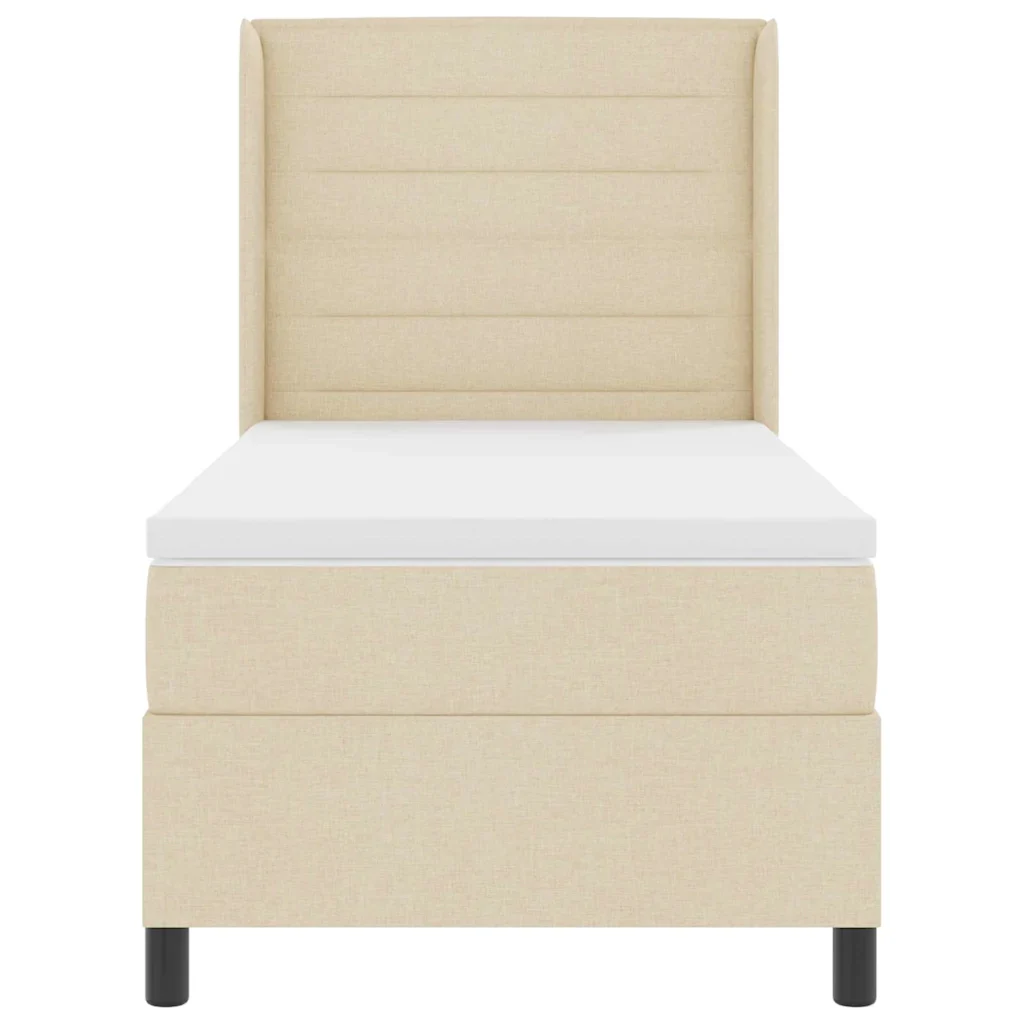 Letto a molle con materasso Crema 200 x 100 cm Tessuto 3341572 - Image 7