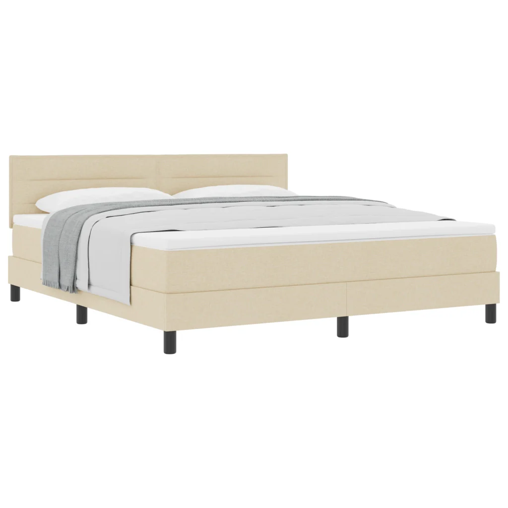 Letto Box Spring con Materasso Crema 180x200 cm Tessuto - Image 3