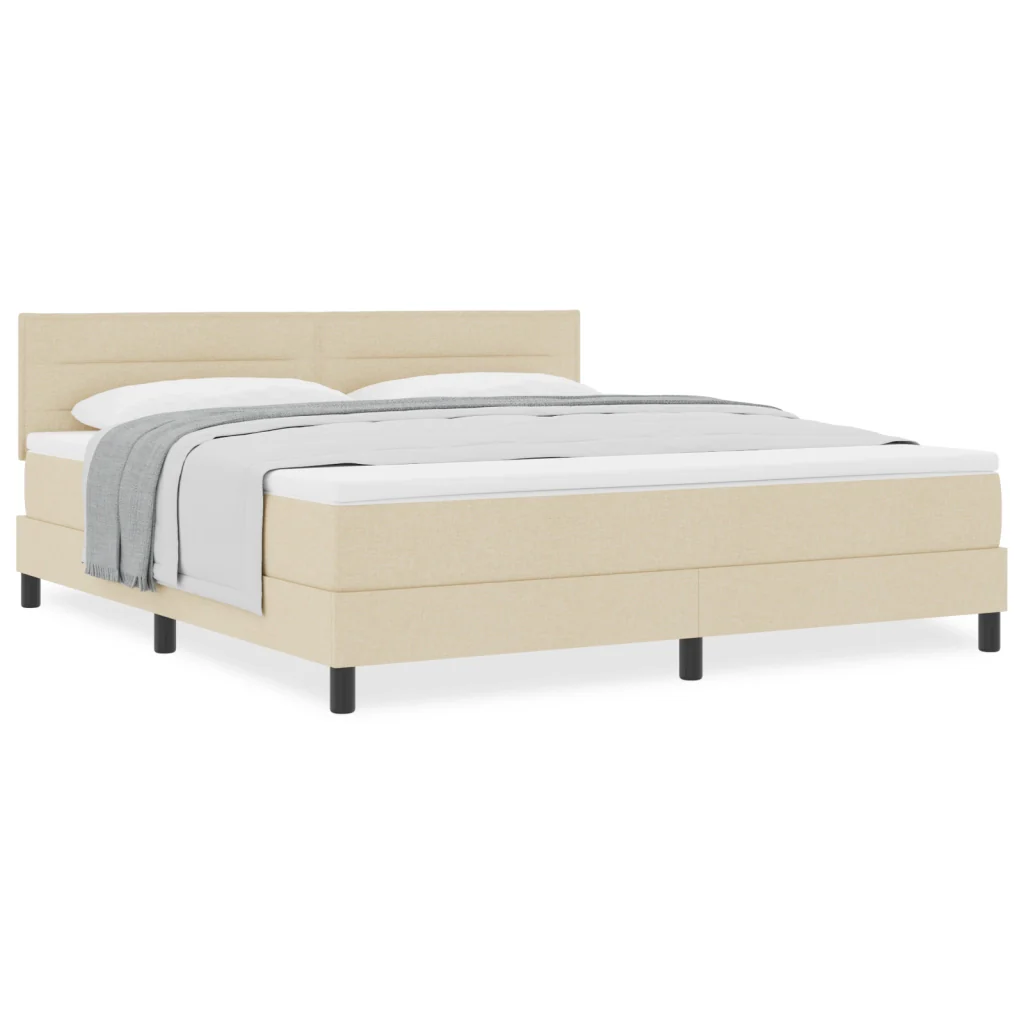 Letto Box Spring con Materasso Crema 180x200 cm Tessuto - Image 4