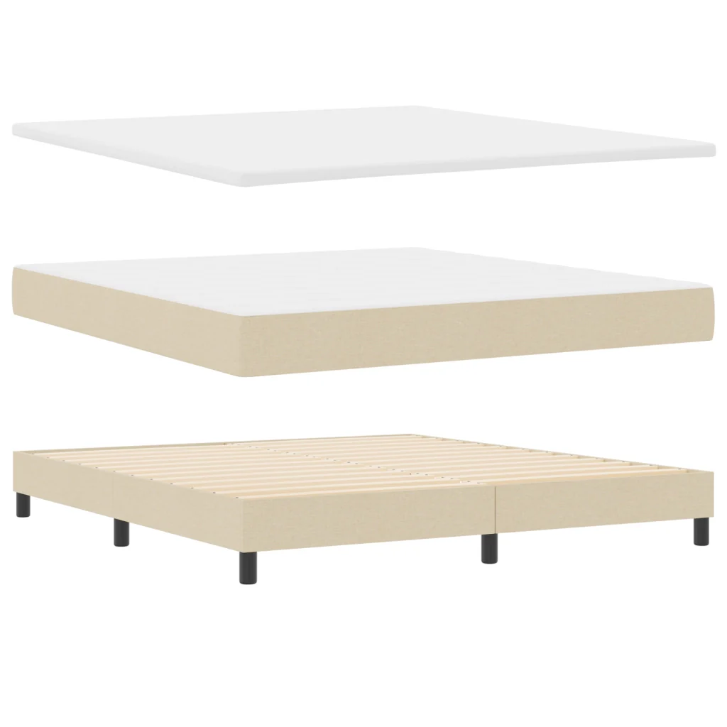 Letto Box Spring con Materasso Crema 180x200 cm Tessuto - Image 6