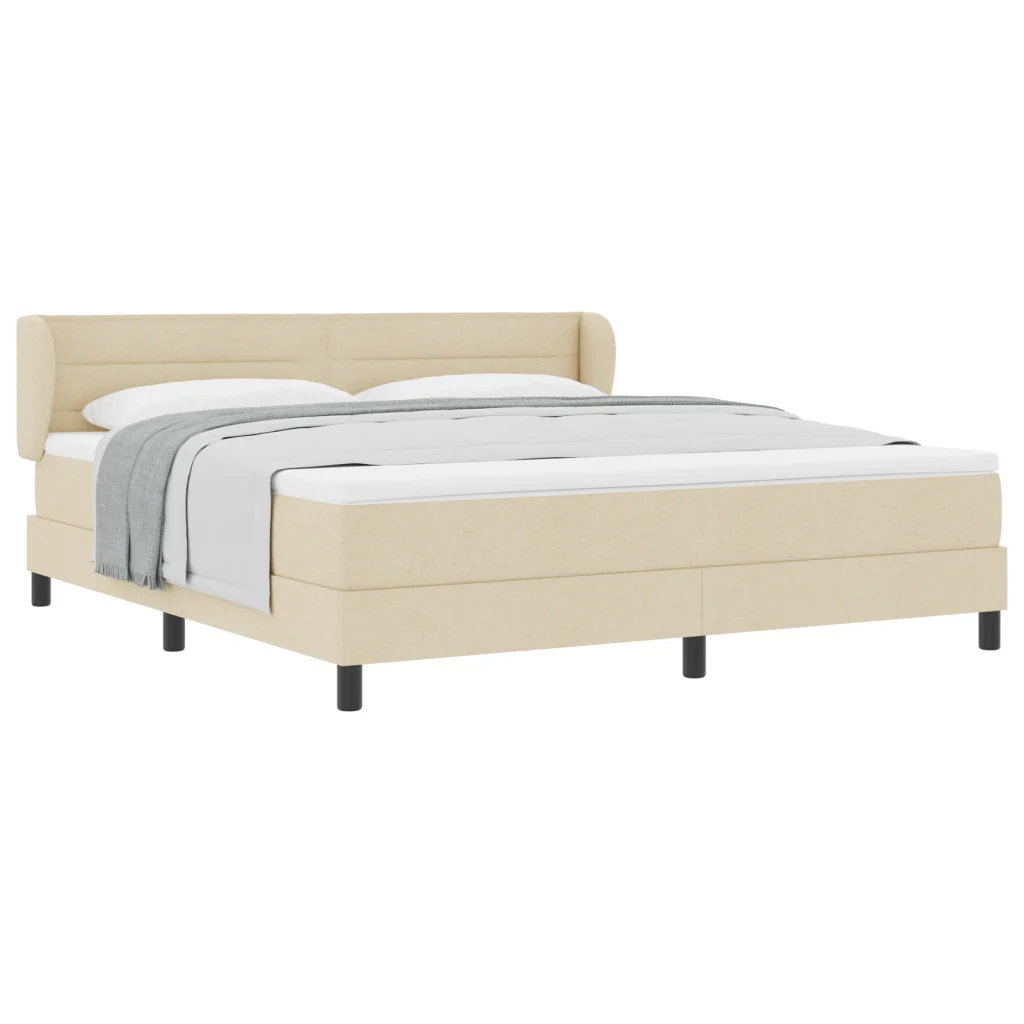Letto Box Spring con Materasso Crema 180x200 cm Tessuto - Image 3