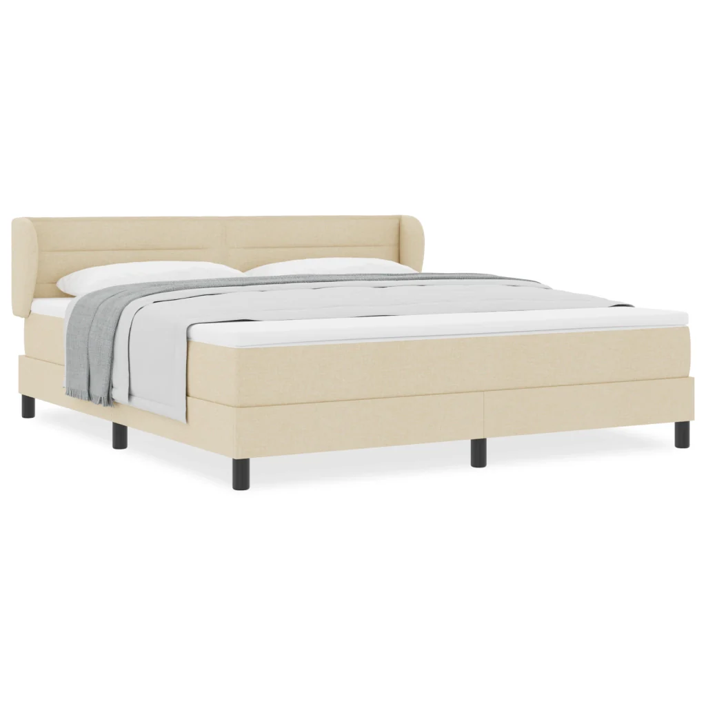 Letto Box Spring con Materasso Crema 180x200 cm Tessuto - Image 4
