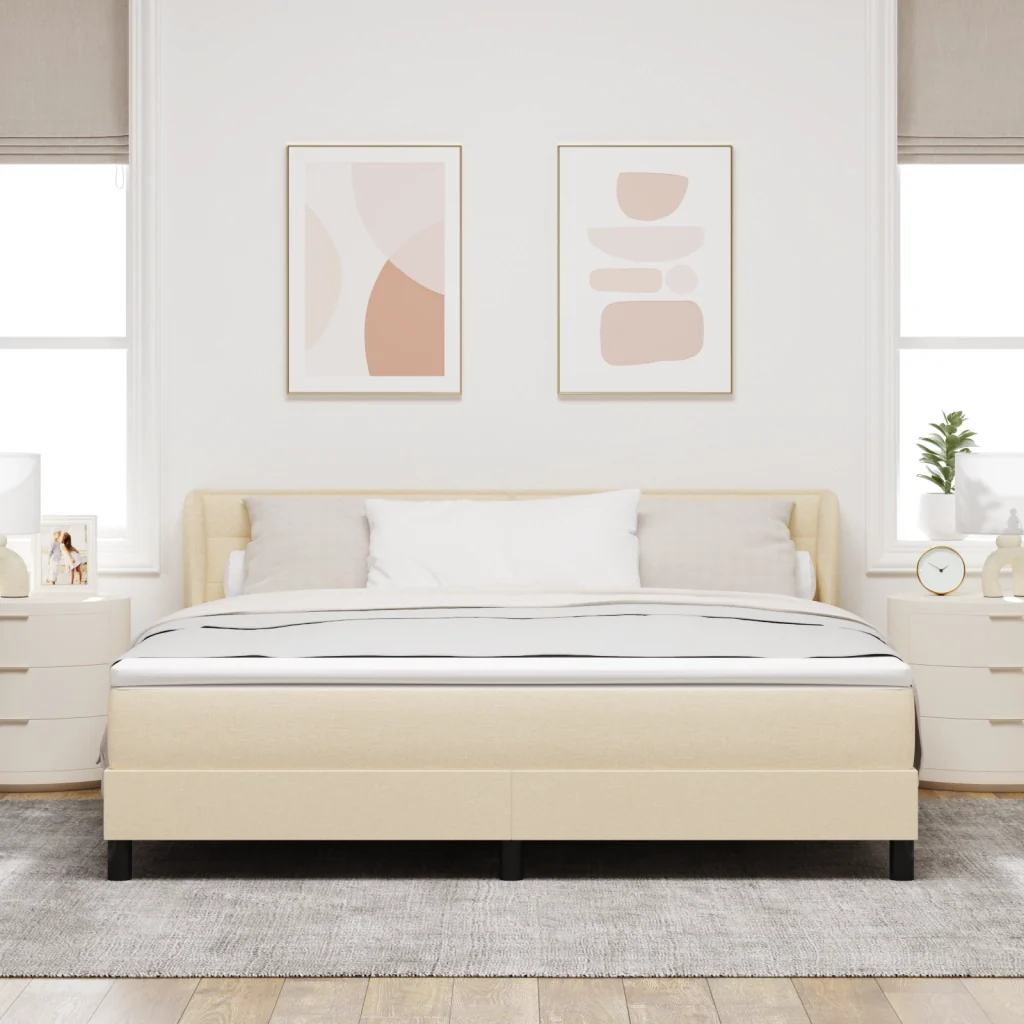 Letto Box Spring con Materasso Crema 180x200 cm Tessuto - Image 5