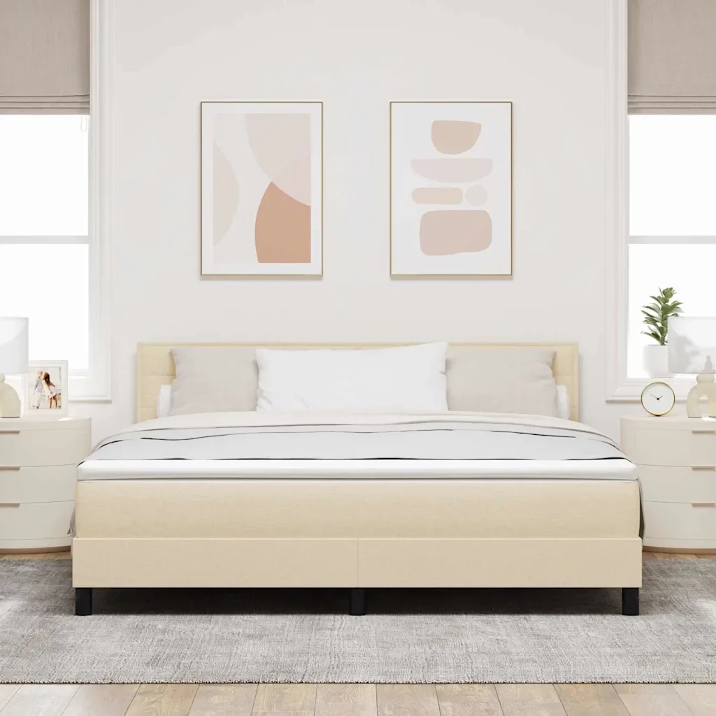 Letto a molle con cuscino Crema 180 x 200 cm Tessuto 3338634 - Image 3