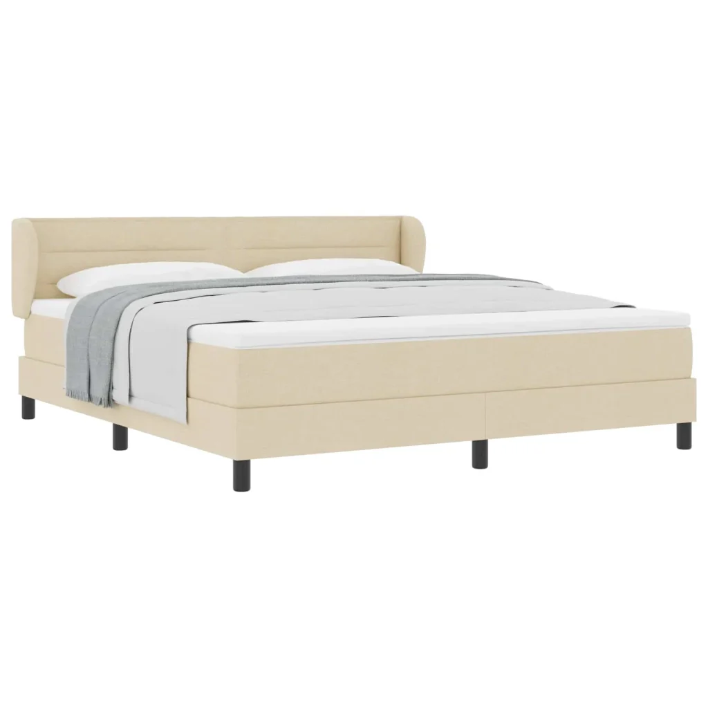 Letto a molle con materasso Crema 180 x 200 cm Tessuto 3339980 - Image 2